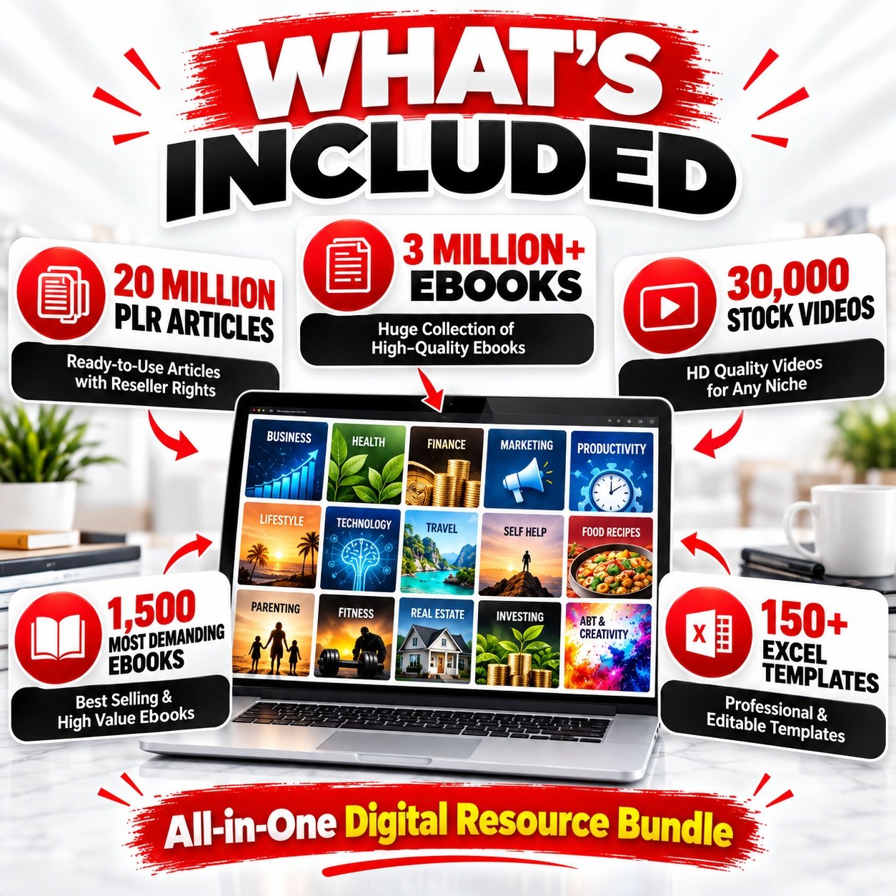 3 Million+ Ebooks + 3 Million PLR Articles Bonus with reseller rights | 3 M Ebooks bundle | EBook collection